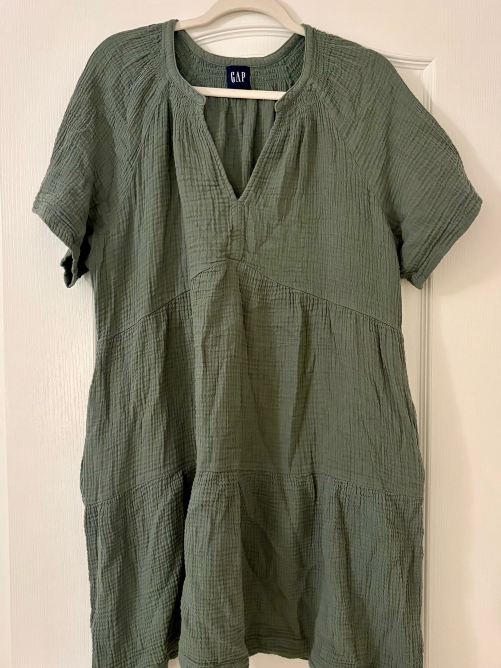 GAP Olive Short Sleeve Gauze Tunic Top